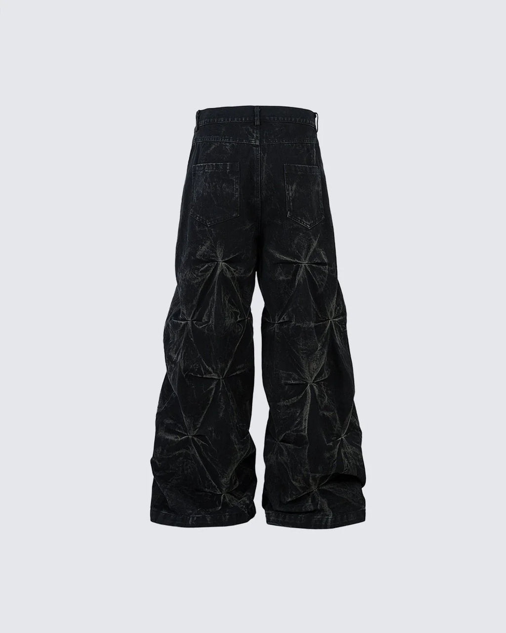 Crinkled Denim Cargo Pants