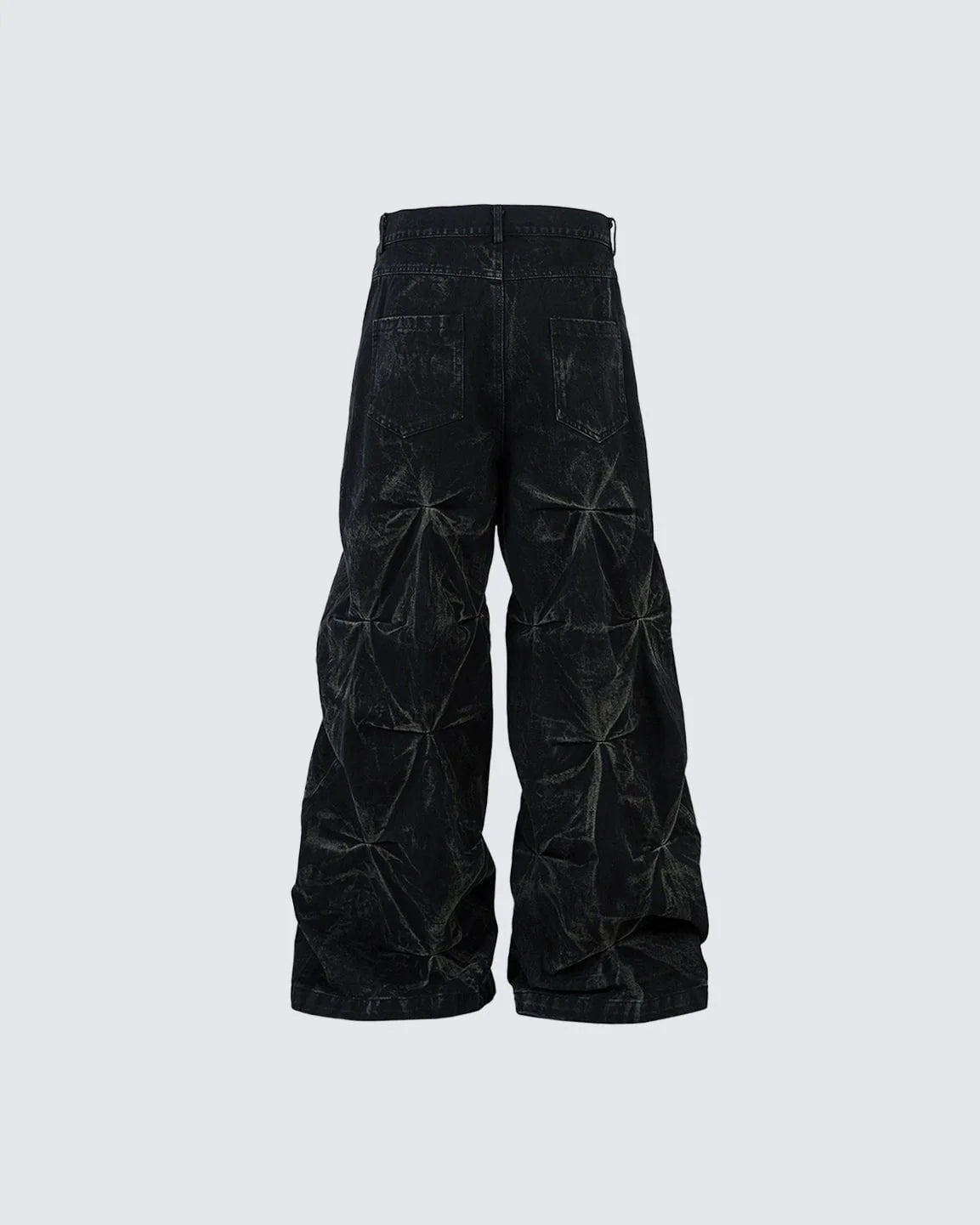 Crinkled Denim Cargo Pants
