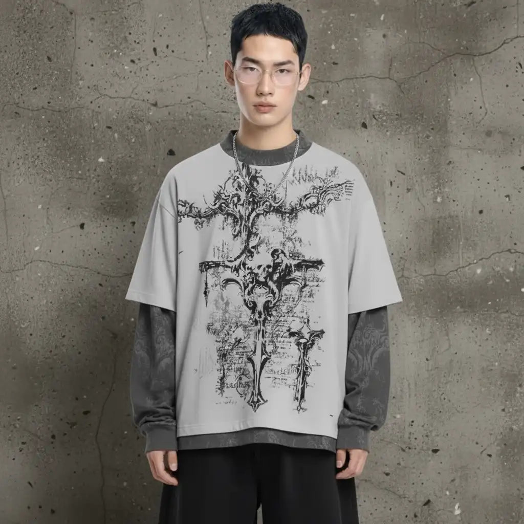 Gothic Crossfade Longsleeve Tee – White