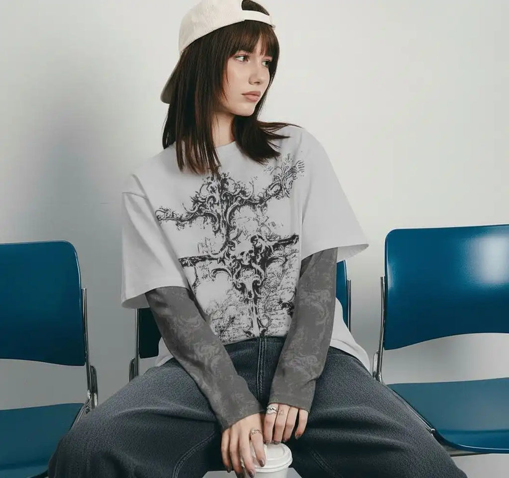 Gothic Crossfade Longsleeve Tee – White