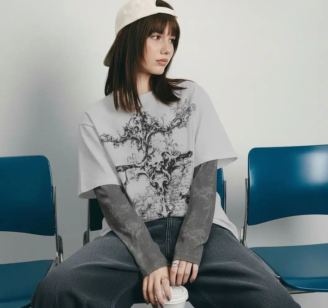 Gothic Crossfade Longsleeve Tee – White