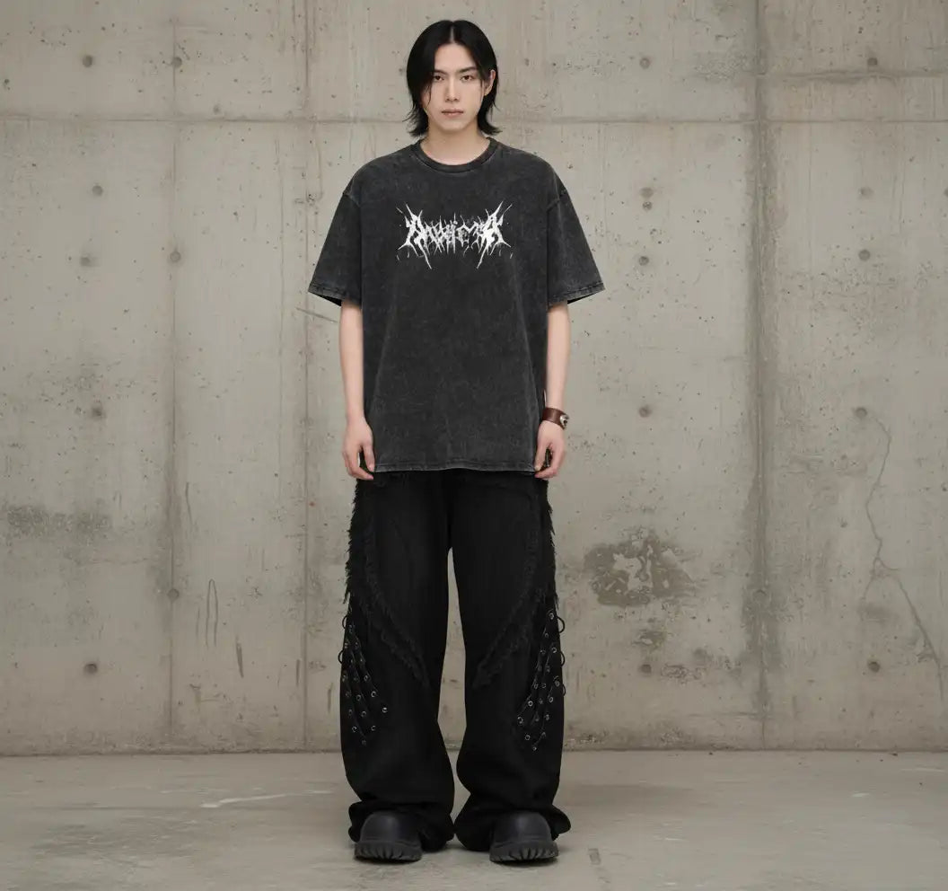 Restless Acid-Wash Tee – Black