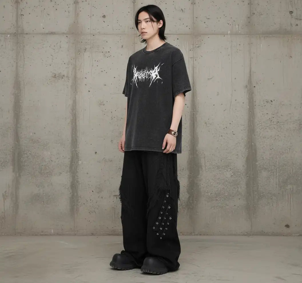 Restless Acid-Wash Tee – Black