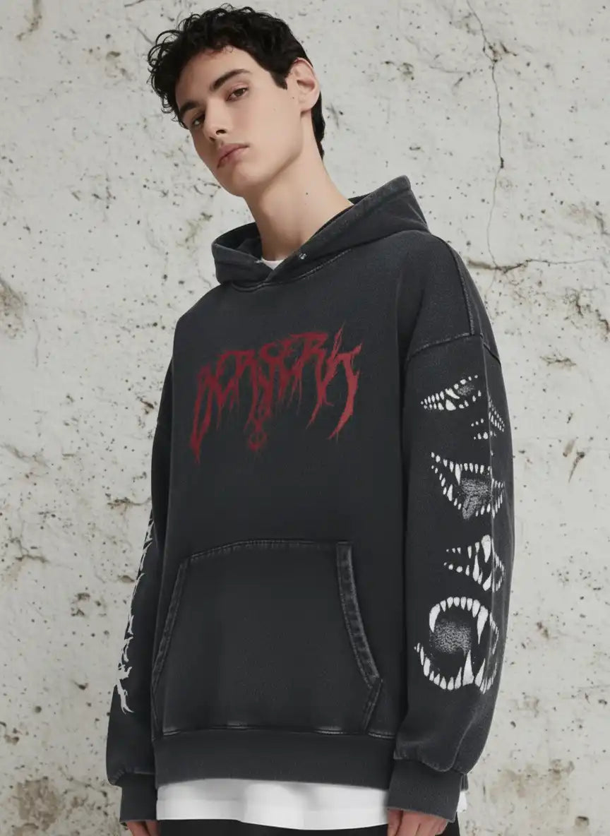 Berserk Chaos Hoodie – Washed Black