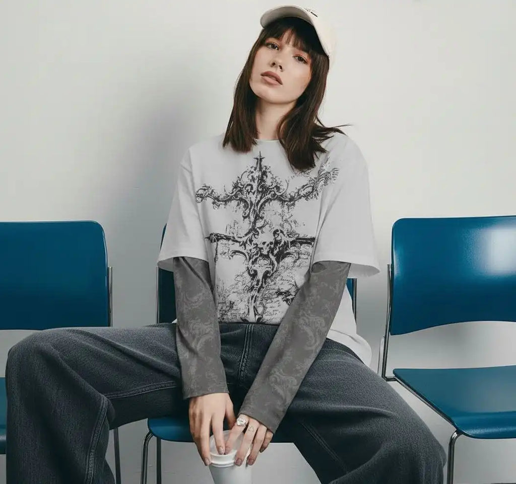 Gothic Crossfade Longsleeve Tee – White