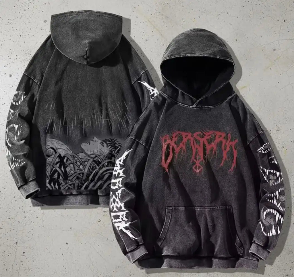 Berserk Chaos Hoodie – Washed Black