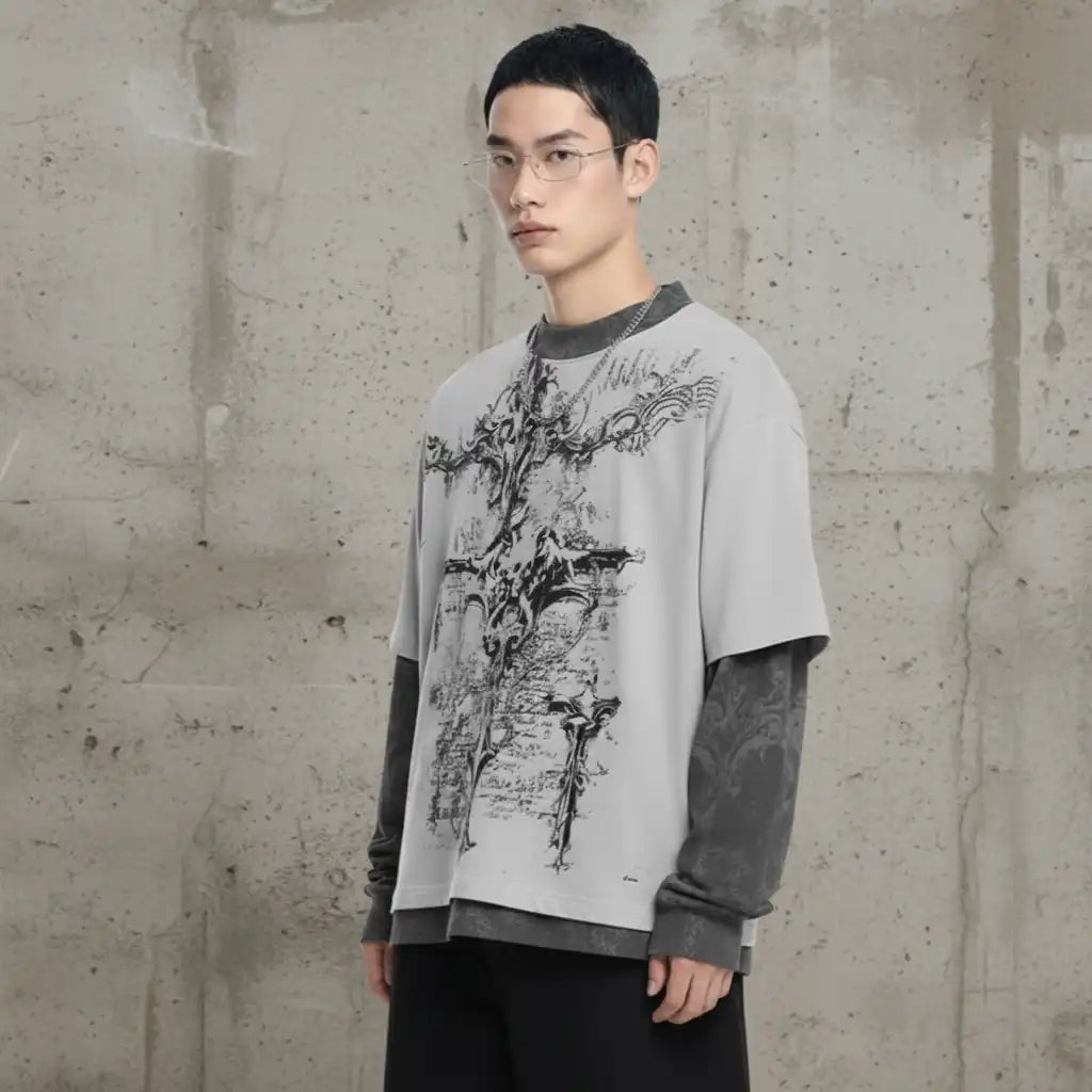 Gothic Crossfade Longsleeve Tee – White