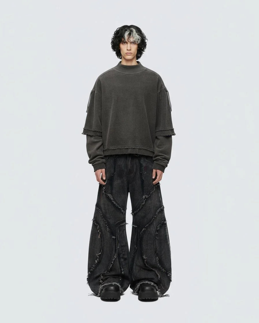 Patchwork Distressed Sweatshirt