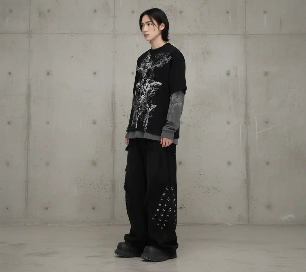 Gothic Crossfade Longsleeve Tee – Black