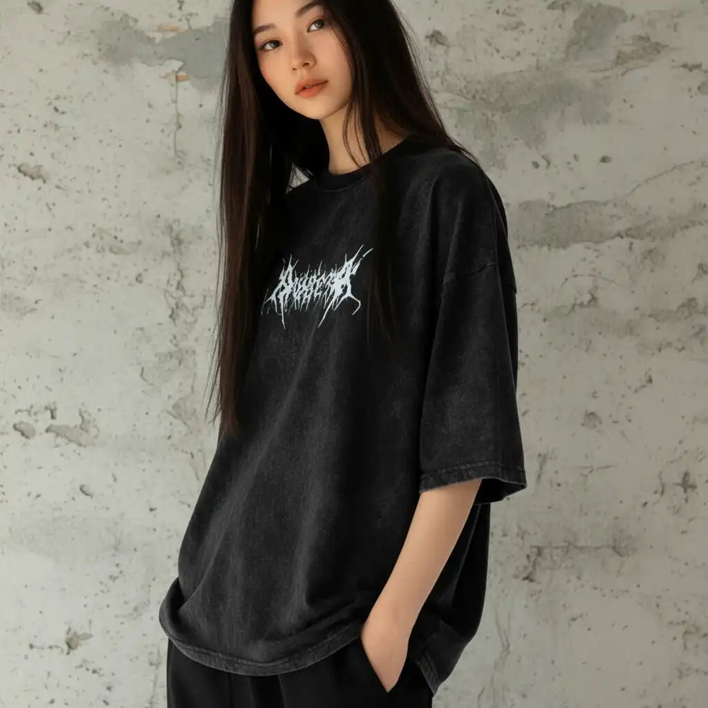 Restless Acid-Wash Tee – Black
