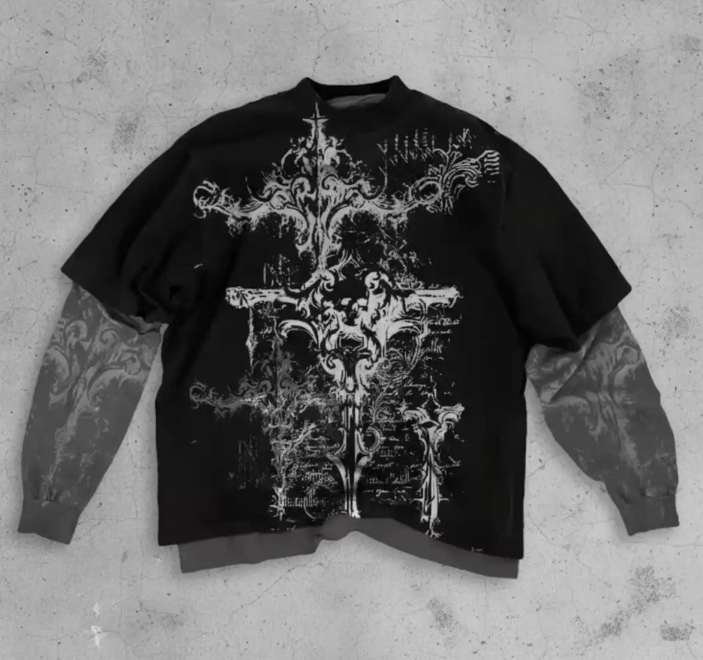 Gothic Crossfade Longsleeve Tee – Black