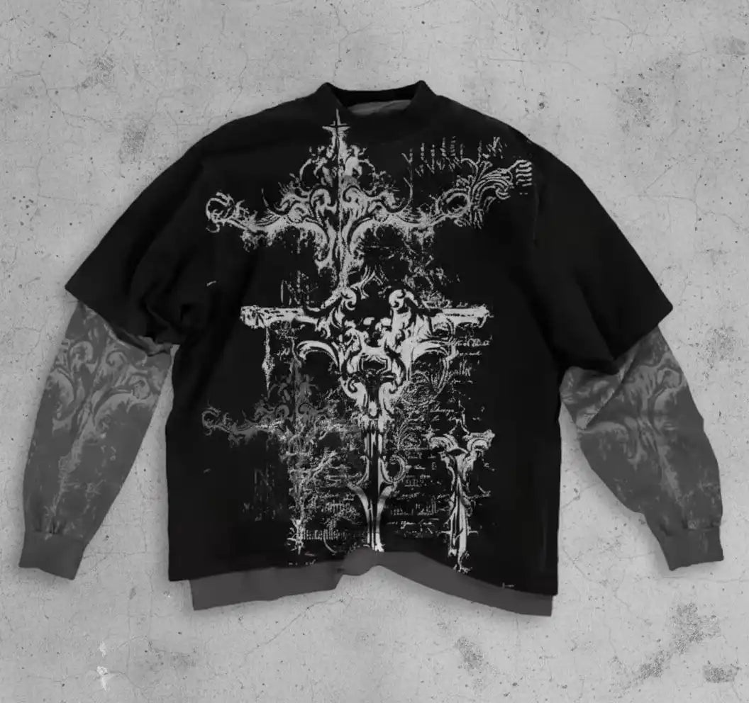 Gothic Crossfade Longsleeve Tee – Black