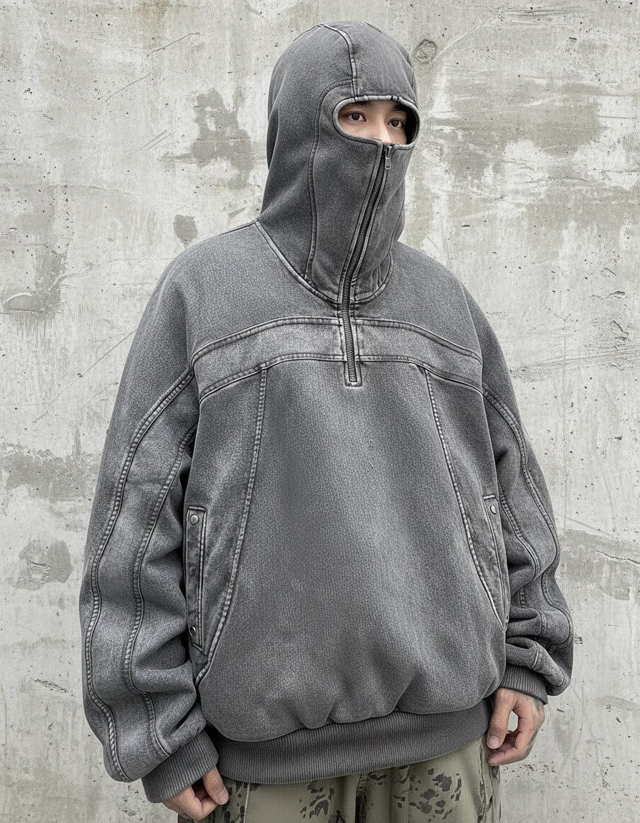 Shadow Ninja Balaclava Hoodie – Washed Grey