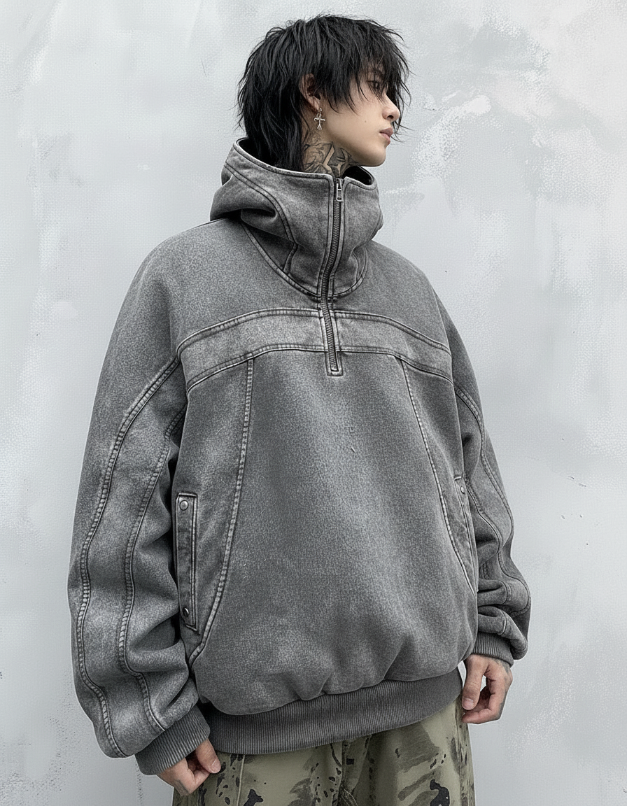 Shadow Ninja Balaclava Hoodie – Washed Grey