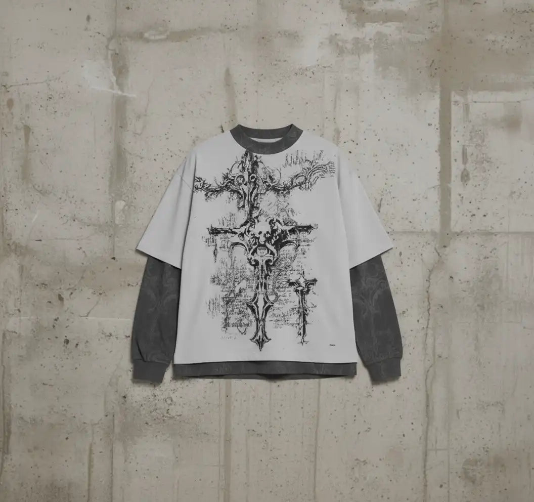 Gothic Crossfade Longsleeve Tee – White
