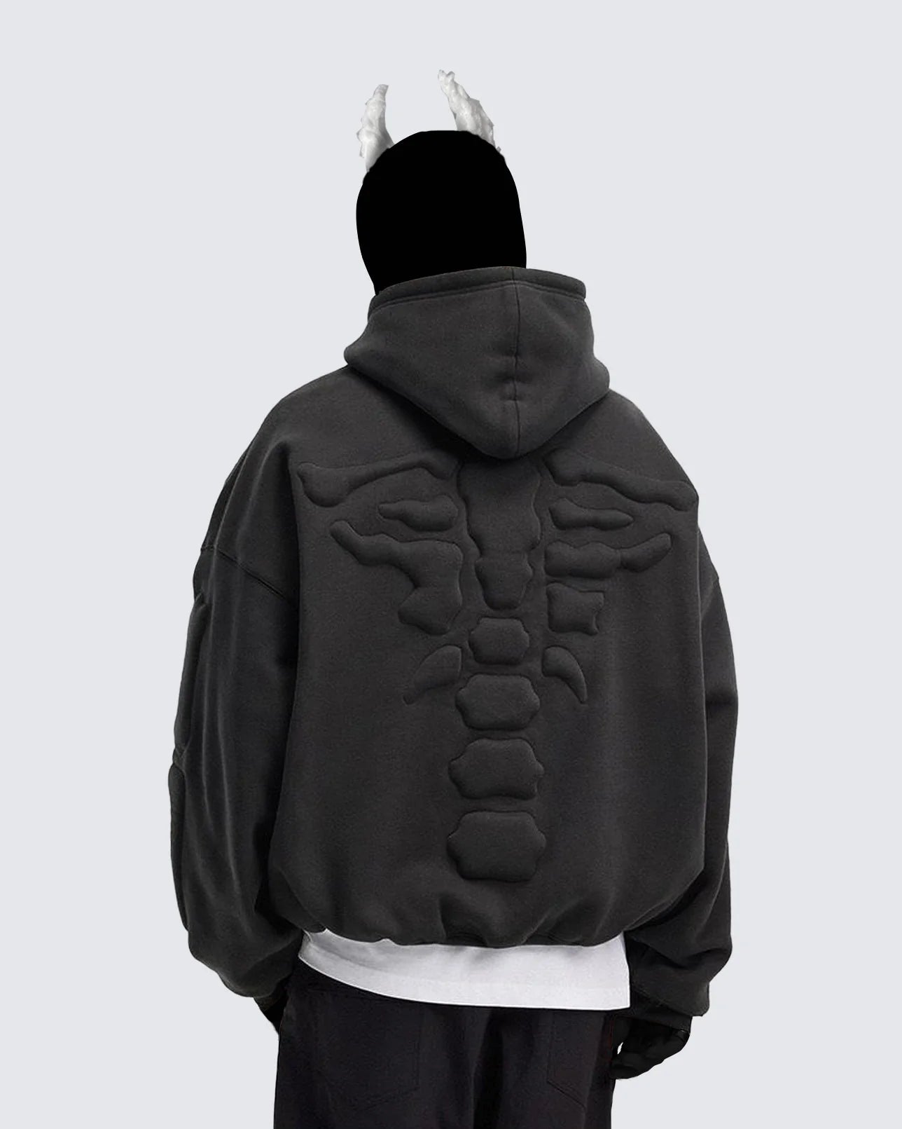 Warm Textured Double-Layer 3D Skeleton Hoodie