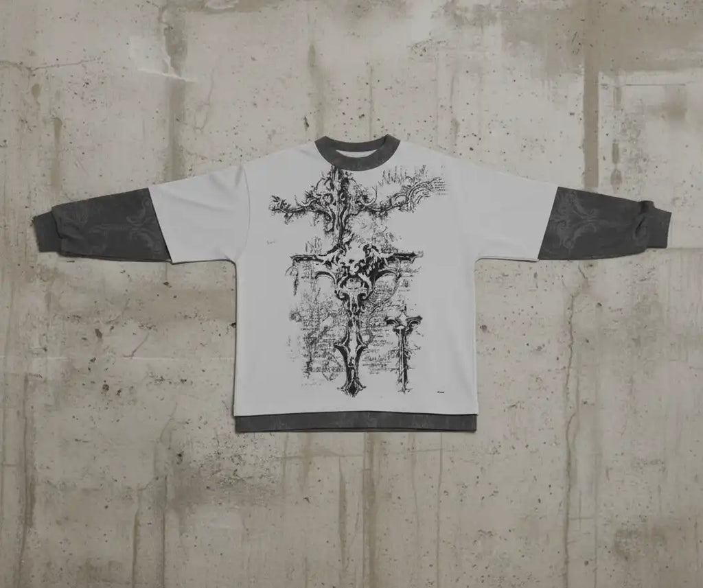 Gothic Crossfade Longsleeve Tee – White