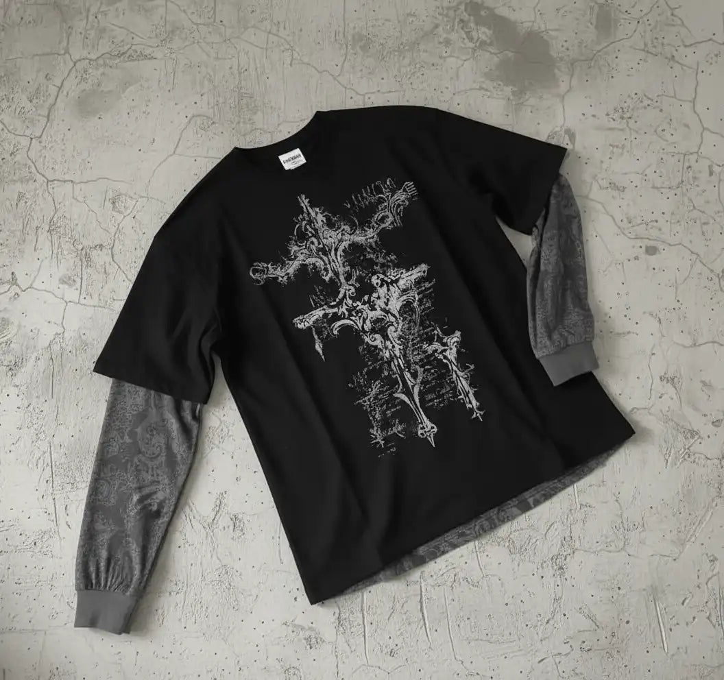 Gothic Crossfade Longsleeve Tee – Black