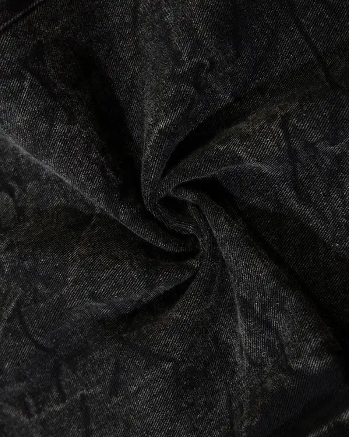 Washed Heavy Embroidery Denim Pants